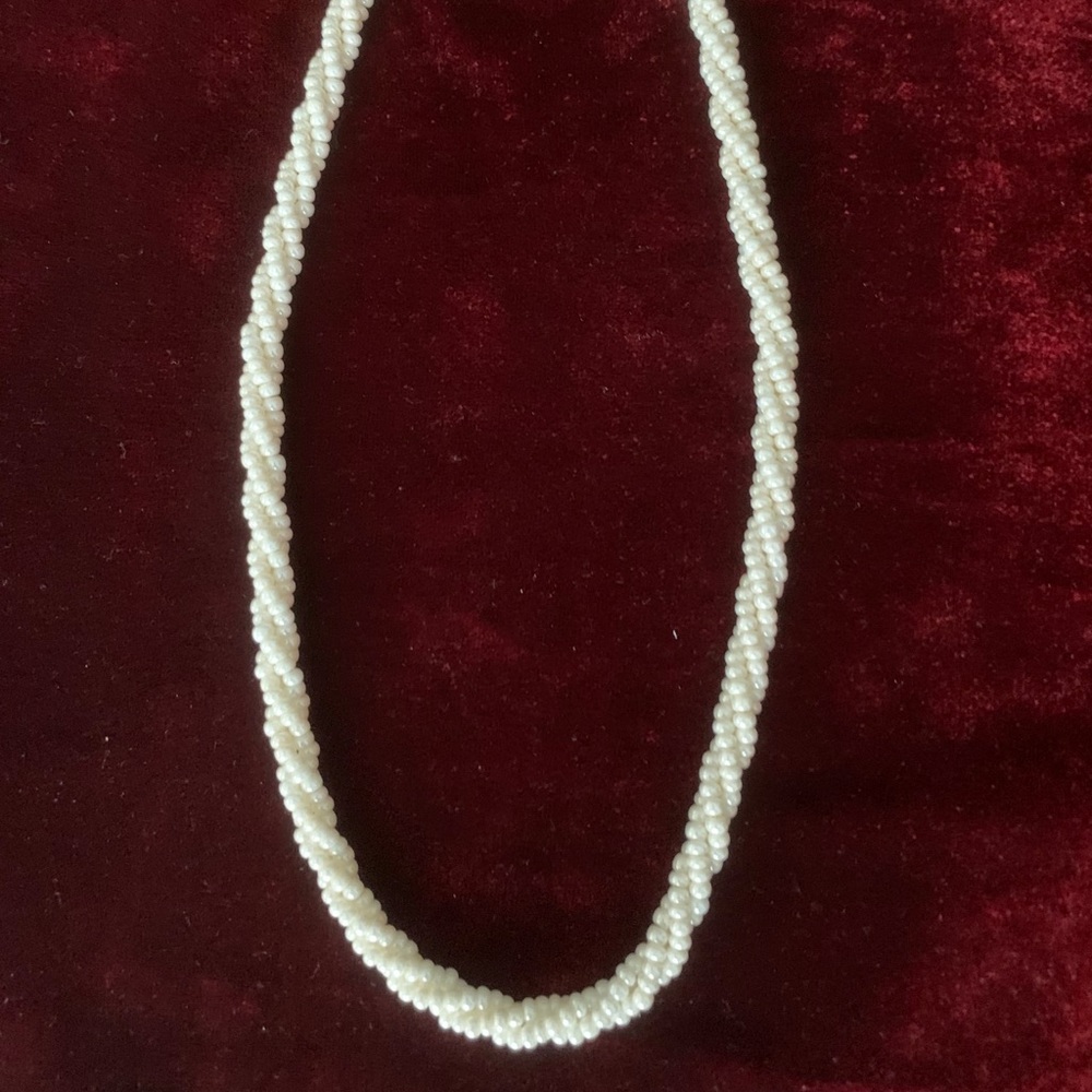 Vintage Real Pearl necklace real Gold Safety Lock 3 strands white fresh pearls